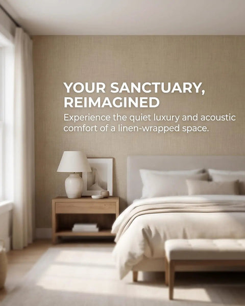 Thick Peel And Stick Wall Covering Roll With Integrated Soundproof Foam And Heavy Duty Cloth Texture For No Hassle Wall Coverings and Big Time Room Makeover Projects in a stylish bedroom.