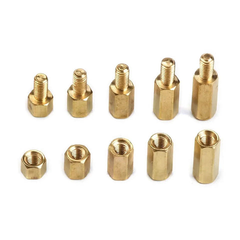 300 Piece M3 Copper Pillar Stand Off Kit With Hex Column Spacers And Threaded Screws Nuts Brass Fasteners For Electronics And DIY Projects Easy Install Durable Spacers For Stable Mounts And Reliable Hardware, M3 brass standoffs