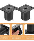 Adjustable Furniture Feet 4 Pack Aluminum Alloy 5cm Black Sofa Legs Cabinet Risers With Silent Wear Resistant Feet For Leveling Anti Slip Built To Last Heavy Duty Strength And No Fuss Easy Install, shown in three views highlighting adjustability and convenience.
