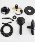 Components of Black Dual Function Shower Faucet Set With Valve High Pressure 35 Setting Dual 2 In 1 Shower System