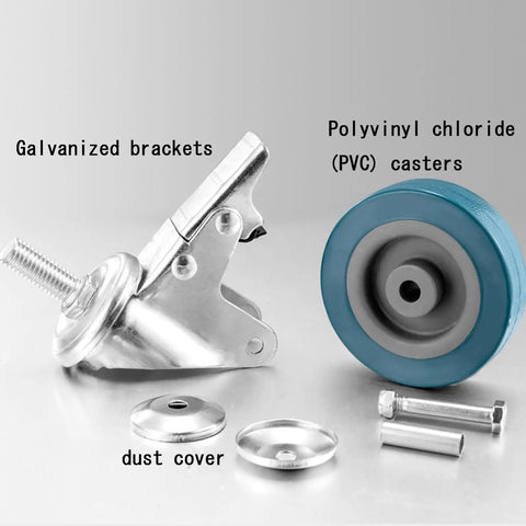 Heavy Duty Swivel Caster Wheels With Locking Brakes Set Of Four Threaded Stem Quiet Rubber Units For Carts And Furniture parts including brackets and wheels