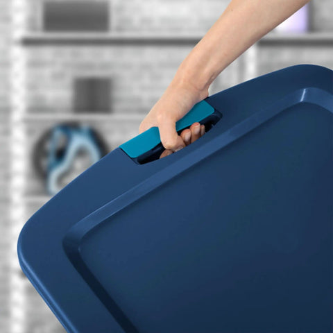 Heavy Duty Clear Plastic Storage Bins Twelve Pack with solid grip handle for convenient carrying