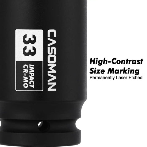 Three Quarter Inch Drive 33 Millimeter Axle Nut Impact Socket Six Point Deep Impact Socket For Easy Removal Of Axle Shaft Nuts