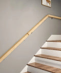 Quality Natural Wood Staircase Handrail Featuring Hella Secure Non Slip Grip Heavy Duty Wall Mount Railing Built For Indoor Outdoor Deck And Garden Quick Diy Install Kit, mounted along a staircase.