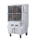 Slick Portable Evaporative Swamp Cooler With Huge Tank, Three No Fuss Settings And Smart Water Alert, Indoor Outdoor Chiller side view on wheels.