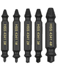 5 Piece HSS Screw Extractor Set For Removing Broken Screws With Storage Case Pro Grade High Speed Steel Drill Bits