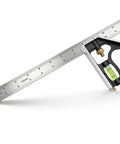 Job Site Ready 12 Inch Combination Square And Adjustable Carpenter Square with stainless steel blade and integrated bubble level.