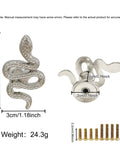 Snake Shaped Cabinet Knob Set 4 Pcs In Zinc Alloy Silver Finish Slick Serpent Drawer Pulls with dimensions and screws