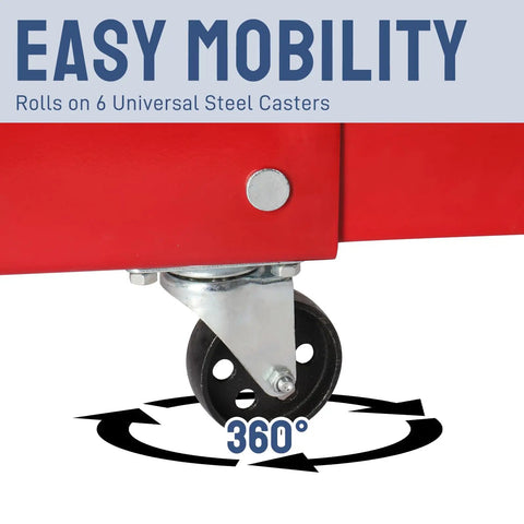 2 Ton Foldable Engine Hoist Cherry Picker For Auto Repair And Garage Work Heavy Duty Hydraulic Lift With Telescopic Boom 4400 Lb Capacity 6 Swivel Casters Portable Shop Crane showing a close-up of a steel swivel caster for easy mobility