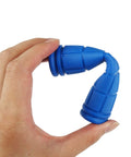 Hand holding blue 2 Pairs Soft Rubber Mushroom Style Bicycle Handlebar Grips for BMX, Road, and Mountain Bikes, flexible material