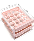 Pink Plastic Egg Holder For Fridge 2 Layer Drawer Style Egg Storage Box With Handles Stackable Tray Holds 40 Eggs BPA Free