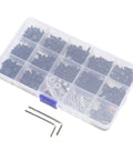 522Pcs RC Screw Kit Stainless Steel Universal Fastener Hardware Set For Beefy Heavy Duty RC Cars And Trucks Repair And Maintenance Upgrade Comes With Flat Head And Round Head Screws Nuts And More. Organized plastic case with screws, nuts, washers, and hex keys