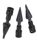 Heavy Duty 3 Piece Step Drill Bit Kit With Woodworking Power For Metal And Plastic Fast Cutting Spiral Flutes Hex Shank Tool Set To Crush Any Job. 4-22mm bits