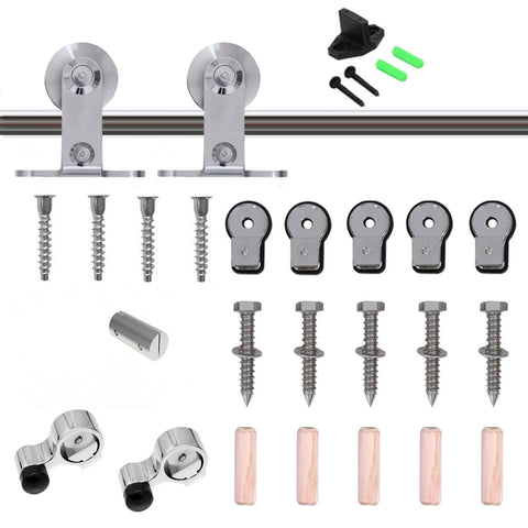 Six Foot Sliding Barn Door Hardware Kit With Top Mount Stainless Steel Heavy Duty Track For Single Wood Door