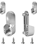 Built To Last Oval Closet Rod End Supports Set With Rear Facing 6.5mm Pins For 15x30mm Rods Zinc Alloy Nickel Finish Heavy Duty Wardrobe Brackets For Home And Store Shelving No Deformation Rust Resistant Easy Assembly, nickel rod holder with screws