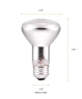 6 Pack 45W R20 Dimmable Incandescent Flood Light Bulbs, E26 Medium Base For Recessed Lights, 130V Cozy Warm Glow 2850K with dimensions shown