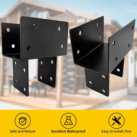 Two Pack T Shaped Cap Tie Post Brackets With Screws For Post To Beam 4 By 4 And 4 By 6 Heavy Duty Deck Brackets For Garden Gazebos Porches Decks And Cabins