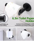 Ten Piece Bathroom Hardware Kit With 16 Inch Towel Bars, Toilet Paper Holders, Towel Rings, And Robe Hooks Includes Screws Anchors And Allen Wrench For Quick Easy Hidden Screw Installation showcasing black toilet paper holder with toilet paper roll.