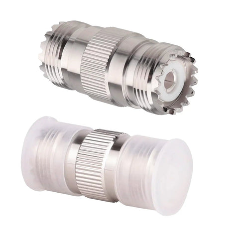 2 Pack UHF Female To Female Coax Connector Adapters For PL259 And SO239 Compatibility 50 Ohm Brass Nickel Plated With PTFE Insulator