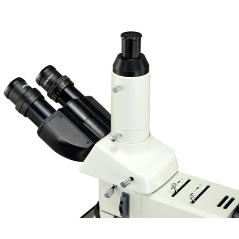 400X Plan Trinocular Inspection Microscope With Seidentopf Head, 360-Degree Rotatable, 30-Degree Tilt, Quintuple Nosepiece, Widefield EW10X-22 Eyepieces, 48-75mm Adjustable Interpupillary, Lab-Grade Microscope For Education And Electronics, black and white lab microscope with dual eyepieces
