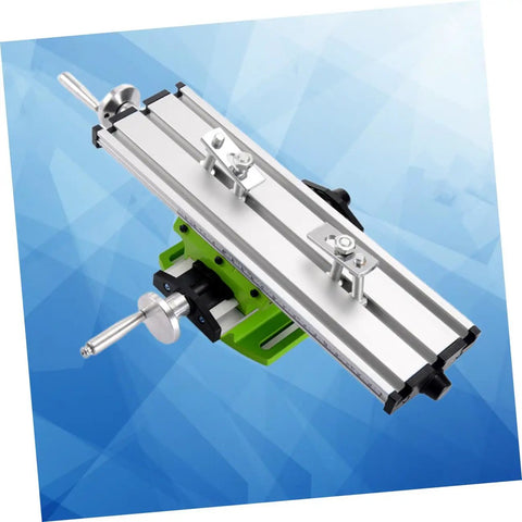 Rock Solid Mini Milling Machine Worktable With Slick Compound Drill Slide Table And Heavy Duty Multifunction Vise Fixture For Bench Drill X Y Axis Precision top view of aluminum drill slide table with hand wheels