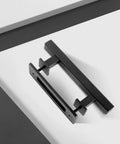 2 Pack 10 Inch Sliding Barn Door Pull Handle With Flush Hardware Double Sided Heavy Duty Rustic Matte Black Powder Coated on table
