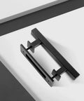 10 Inch Sliding Barn Door Pull Handle Set With Flush Hardware, Double Sided, Heavy Duty Square Design, Matte Black Powder Coated Finish