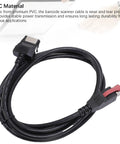 Beefed Up Pro Grade PVC POS Cable For Barcode Scanner And Printer 5.9ft coiled, showing connectors and premium PVC material.