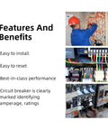 Features and installation of 100 Amp Two Pole Circuit Breaker For 120 And 240 Volt AC Systems with Plug In Mount 10KA