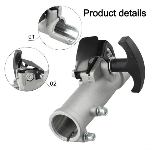 Heavy Duty Extension Pole Connector For Hedge Trimmers And Brush Cutters 26Mm 28Mm Shaft Adapter showing iron coupler and quick release collar.