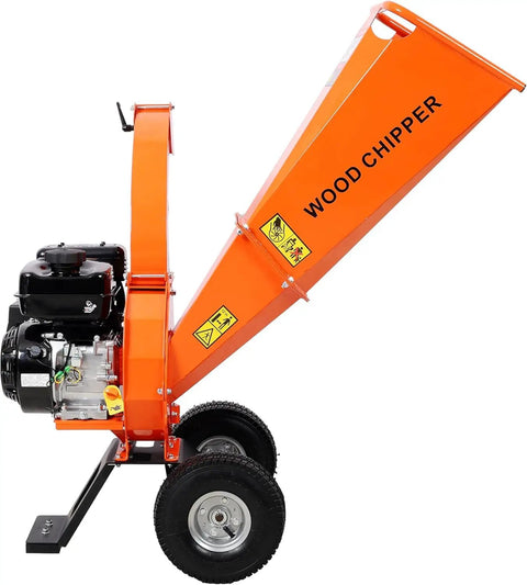 Rugged 7HP Gas Powered Wood Chipper Shredder Mulcher With 3 Inch Capacity And 212cc OHV Engine EP-A Certified Orange Compact Yard Power