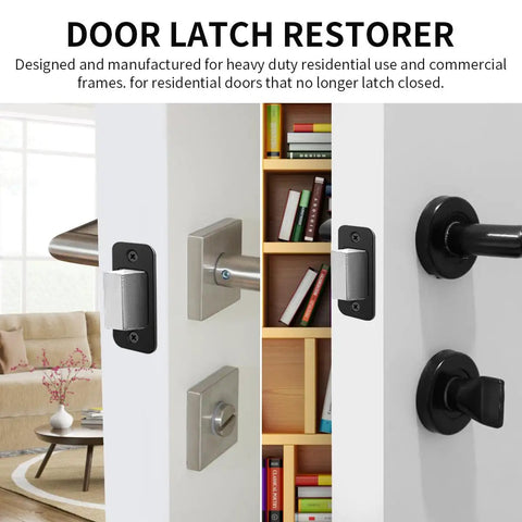 Two Pack Deadbolt Strike Plate With Backplate, 1 Inch By 2.25 Inch Round Corner Door Strike Plate in Matte Black