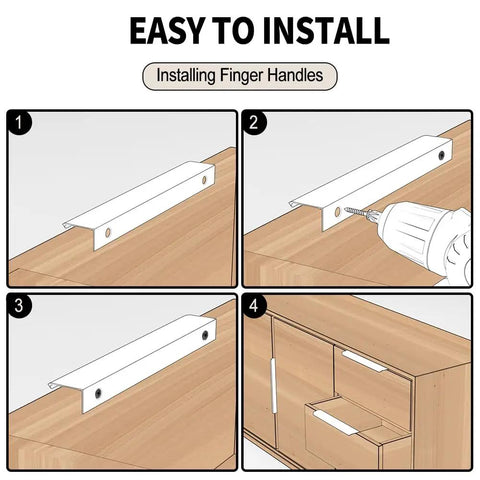 Installation steps for Five Pack Black Hidden Drawer Cabinet Handles Aluminum Alloy Arc Edge Pull Back Mount Concealed Hardware
