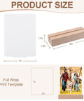 Diagram of 5 by 7 inch sublimation ready heart shape LED acrylic photo frames set with four acrylic panels and two wood stands.