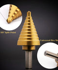 Step Drill Bit Set Unibit 5 Piece HSS Titanium Coated With Automatic Center Punch And Aluminum Case for metal, plastic, wood.