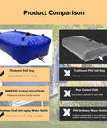 Collapsible Portable Water Storage Tank With Valve 500L Large Capacity Soft Water Bag comparison chart showing material benefits