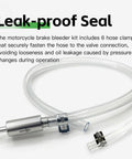 Universal Brake Bleeder Hose Kit With One Way Check Valve For Cars And Motorcycles shown with soft tubing and clamp