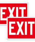 Two Pack Aluminum Red Exit Signs for Doors and Walls, High Visibility Reflective Safety Signs, Easy to Install, 8 x 6 Inches