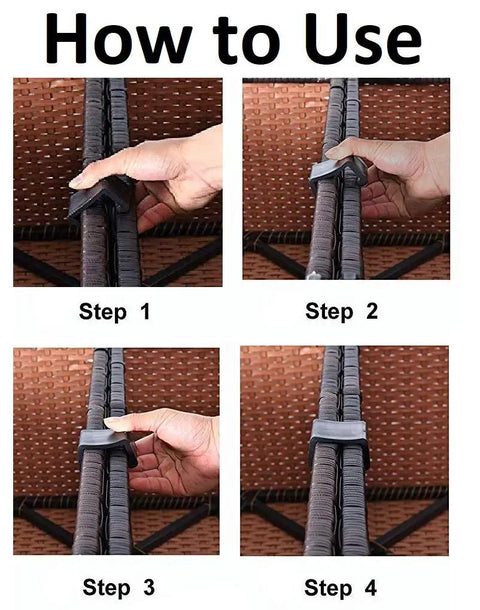 How to use Heavy Duty Patio Rattan Wicker Fastener Clips 10 Pack For Sectional Sofa Chairs Black Medium Size on outdoor furniture.