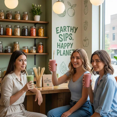 Compostable Agave Fiber Straws, Individually Wrapped, 20,000 Count, Rigid For Hours In Hot Coffee Up To 106 Fahrenheit, Frozen Margaritas And Smoothies Safe, Zero Plastic, No Taste, Eco Friendly Bar And Cafe Must Have used in cafe with smoothies