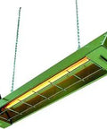 550W Infrared Electric Utility Heater With 120V And 5 Amp, gold finish, mounted on chain, compact design for indoor outdoor use