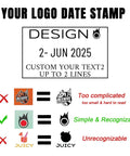 Built Like A Tank Custom Date Stamp With Personalized Text Dead Simple Self Inking Office Supplies showing design examples.