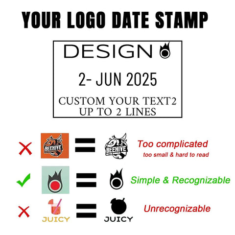 Built Like A Tank Custom Date Stamp With Personalized Text Dead Simple Self Inking Office Supplies showing design examples.