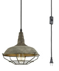 Farmhouse Plug In Pendant Light With 16 Feet Hanging Cord And Wire Cage Shade in dark charcoal gray for cool industrial chic vibe