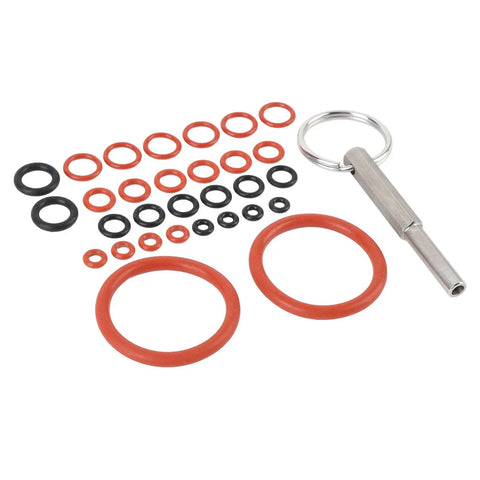 Ultimate 30 Piece Silicone O Ring Replacement Kit Compatible With Most Coffee Machines Featuring Stainless Steel Tool Key For Hassle Free Maintenance Seals That Resist High Heat And Leakage Keeping Your Cup Frothing And Tasting Like A Million Bucks. silicone O-ring set with stainless steel tool, assorted sizes