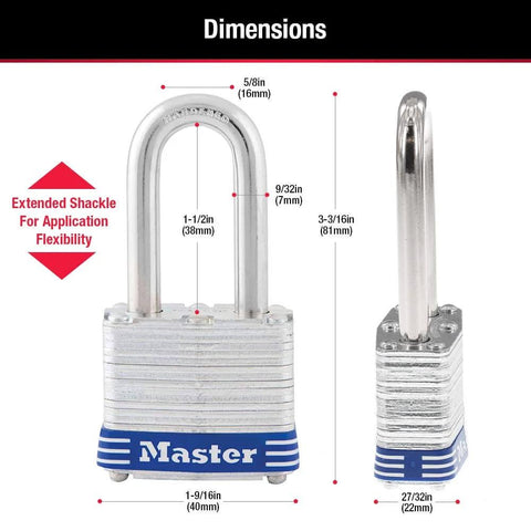 Two Pack Laminated Steel Padlocks With Keys Keyed Alike For Indoor Outdoor Security dimensions diagram