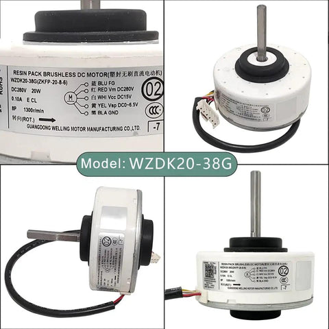 Drop In 280V Brushless Air Conditioner Fan Motor Replacement 20W 1300 RPM CCW Inverter Type For WZDK20-38G ZKFP-20-8-6
