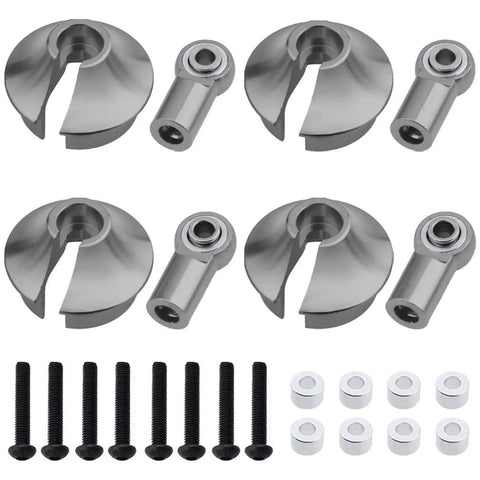 Set of Aluminum Alloy Shock Rod Ends And Spring Perch For RC Cars CNC Machined 6061 T6 Aluminum Lightweight Durable Anodized Gray Upgrade