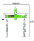 Engine Leveler 1500 Lb Capacity With Four Point Mounting System And Three Chain Positions, front view with dimensions
