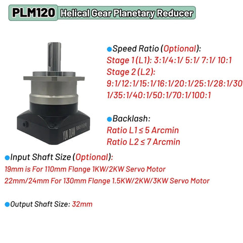 Top Shelf Helical Planetary Gearbox Step Down Motor Reducer For 1.2KW To 3KW with detailed specifications and dimensions